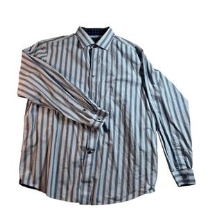 Cremieux Classic Mens XL Blue Striped Long Sleeve Button Down Dress Shirt